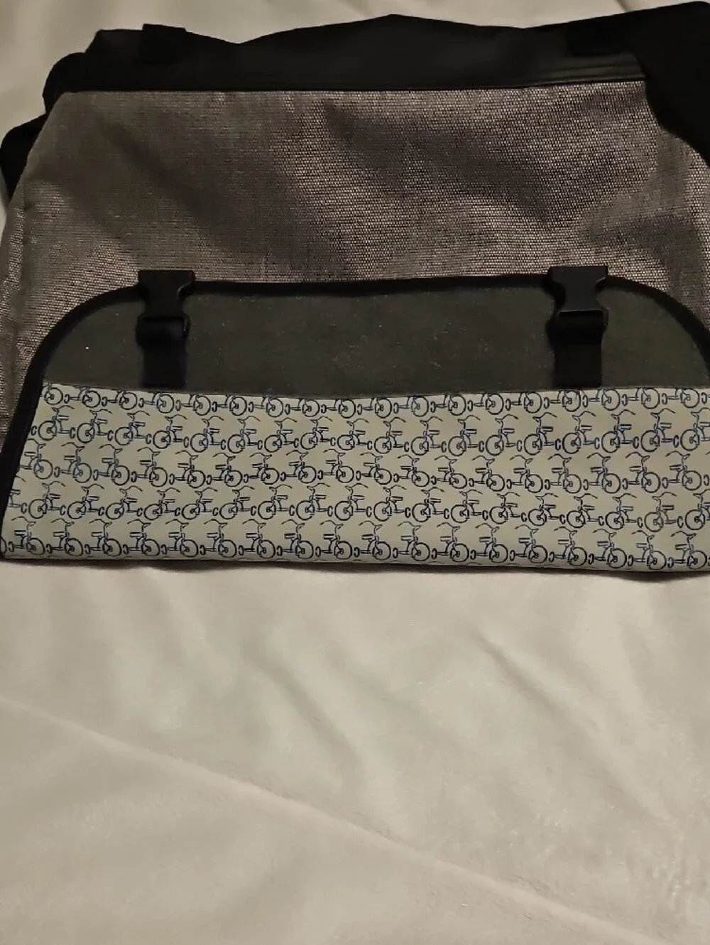 Timbuk2 Gray Messenger Bag with Navy Patch